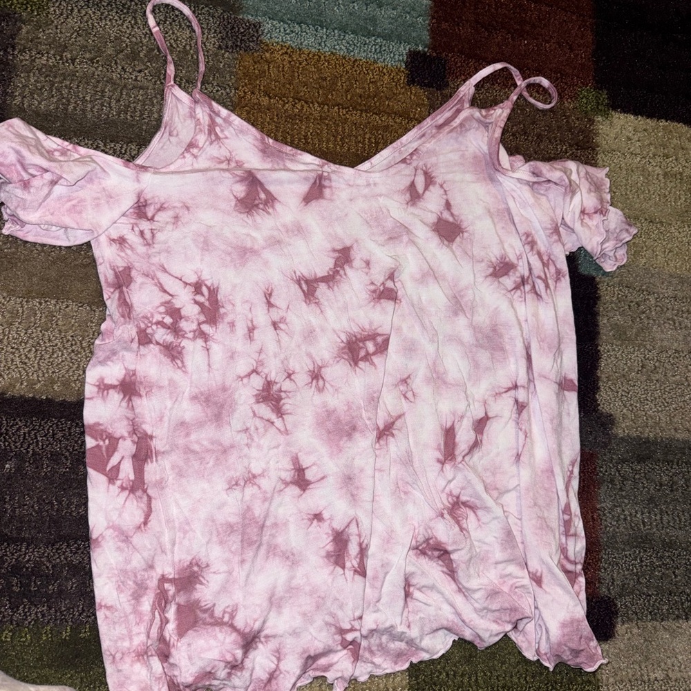 American Eagle Outfitters Light Pink Tie-Dye Blouse